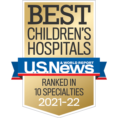 Best Children's Hospitals - U.S. News & World Report - Ranked in 10 Specialties - 2021–22